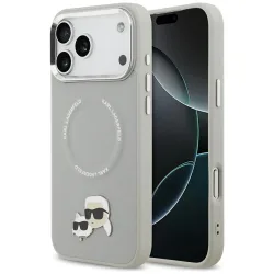 Custodia MagSafe per Apple iPhone 17 Pro, Karl Lagerfeld, Karl & Choupette Pins, Grigio