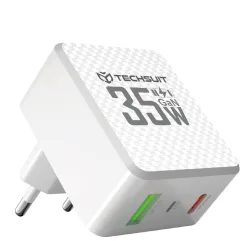 Caricabatterie Retea Techsuit CHPD173 Tiny, 35W, 3A, 1 x USB-A - 1 x USB-C, Bianco