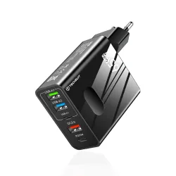Caricabatterie Rete Techsuit CHC1 PentaXPower, 25W, 3A, 3 x USB-A - 2 x USB-C, Nero
