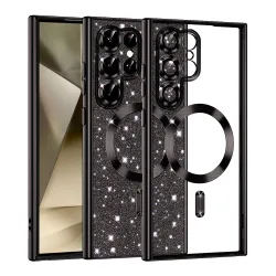 Custodia MagSafe per Samsung Galaxy S22 Ultra 5G S908, Techsuit, Luxury Glitter, Nera
