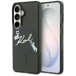 Custodia MagSafe per Samsung Galaxy S26 S942, Karl Lagerfeld, IML Choupette Karl Script Logo, Nera