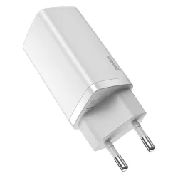 Caricatore di rete Baseus GaN2 Lite, 65W, 3A, 1 x USB-A - 1 x USB-C, bianco CCGAN2L-B02