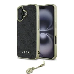 Custodia per Apple iPhone 16, Guess, 4G Charm, Nera