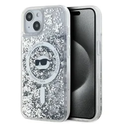 Custodia MagSafe per Apple iPhone 15 Plus, Karl Lagerfeld, Liquid Glitter Choupette's Head, Trasparente