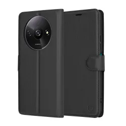 Custodia per Xiaomi Redmi A3x / A3, Techsuit, Leather Folio, Nera