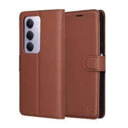 Custodia per Xiaomi Redmi 15 5G / 15 4G, Techsuit, Leather Folio, Marrone