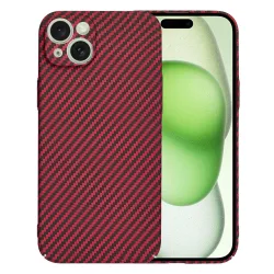 Custodia per Apple iPhone 15 Plus, Techsuit, Carbonite FiberShell, Rossa