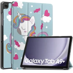Custodia per Samsung Galaxy Tab A9+, Techsuit, FoldPro Unicorn, Multicolore