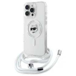 Custodia MagSafe per Apple iPhone 16, Karl Lagerfeld, IML Crossbody Choupette's Head con Tracolla, Trasparente