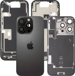 Cover Batteria Apple iPhone 16 Pro, Con Scocca Centrale, Parti Complete, Nero (Black Titanium), Swap Premium