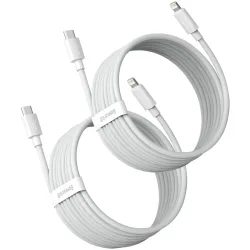 Cavo Dati e Ricarica USB-C - Lightning Baseus Simple Wisdom, 20W, 1,5m, Set 2 pezzi, Bianco TZCATLZJ-02