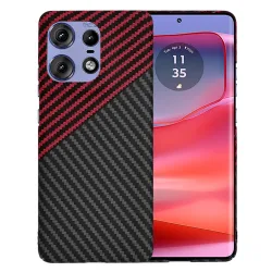 Custodia per Motorola Edge 50 Pro, Techsuit, Carbonite FiberShell, Nero Rosso