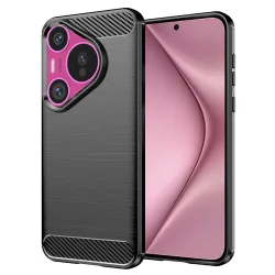 Custodia per Huawei Pura 70, Techsuit, Carbonio, Nera