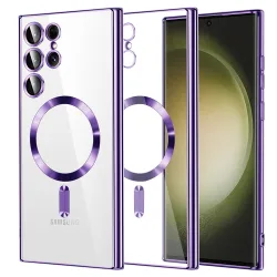 Custodia MagSafe per Samsung Galaxy S23 Ultra S918, Techsuit, Luxury Crystal, Viola Chiaro
