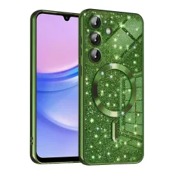 Custodia MagSafe per Samsung Galaxy A15 5G A156 / A15 A155, Techsuit, Luxury Glitter, Verde Scuro