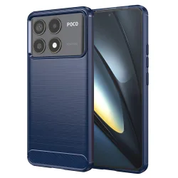 Custodia per Xiaomi Poco F6 Pro, Techsuit, Carbonio, Blu