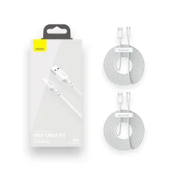 Cavo Dati e Ricarica USB-A - USB-C Baseus, 40W, 1.5m, Set 2 pezzi, Bianco TZCATZJ-02