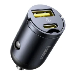 Caricabatterie Auto Baseus Tiny Star, 30W, 3A, 1 x USB-A - 1 x USB-C, Nero C00035001121-02
