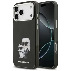 Custodia MagSafe per Apple iPhone 17 Pro, Karl Lagerfeld, IML Aquarelle Logo Karl & Choupette, Nera
