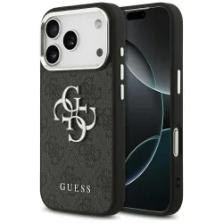 Custodia per Apple iPhone 17 Pro, Guess, Big 4G Logo Classic, Nera Argentata