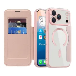 Custodia MagSafe per Apple iPhone 17 Pro Max, Techsuit, SmartMag Book, Rosa
