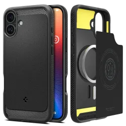Custodia MagSafe per Apple iPhone 16 Plus, Spigen, Rugged Armor, Nero Opaco ACS08087