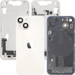 Copertura Batteria Apple iPhone 14, Con Scocca Centrale, Parti Complete, Bianco (Starlight), Swap Premium
