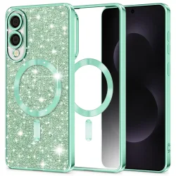 Custodia MagSafe per Samsung Galaxy S25 Edge S937, Techsuit, Luxury Glitter, Verde Chiaro