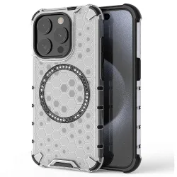 Custodia MagSafe per Apple iPhone 15 Pro Max, Techsuit, HoneyComb Shield, Bianca