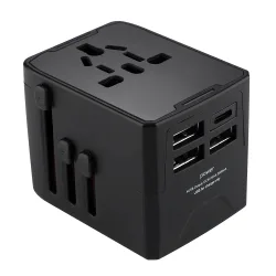 Caricabatterie da Rete Techsuit HHT520 Travel, 15W, 3A, 3 x USB-A - 1 x USB-C, Nero