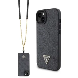 Custodia per Apple iPhone 15 Plus, Guess, Crossbody 4G Metal Logo, Nera
