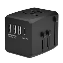 Caricabatterie da Rete Techsuit HHT904-B3 Travel, 30W, 3A, 3 x USB-A - 1 x USB-C, Nero