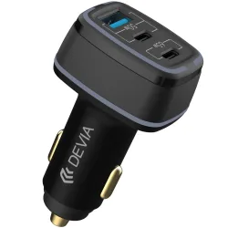 Caricabatterie da auto DEVIA Extreme, 115 W, 3 A, 1 x USB-A - 2 x USB-C, nero