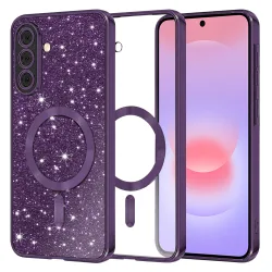Custodia MagSafe per Samsung Galaxy A37 5G, Techsuit, Luxury Glitter, Viola Scuro