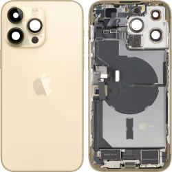 Cover Batteria Apple iPhone 14 Pro Max, Con Scocca Centrale, Parti Complete, Oro, Swap Premium