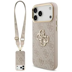 Custodia per Apple iPhone 17 Pro Max, Guess, Big 4G Classic Logo with Big Strap, Rosa