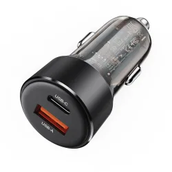 Caricabatterie Auto Acefast B12, 60W, 3A, 1 x USB-A - 1 x USB-C, Nero