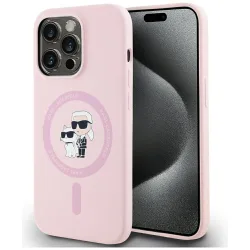 Custodia MagSafe per Apple iPhone 14 Pro Max, Karl Lagerfeld, Silicone Karl & Choupette, Rosa