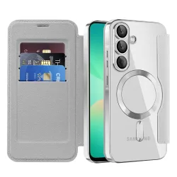 Custodia MagSafe per Samsung Galaxy A26 A266, Techsuit, SmartMag Book, Grigio