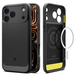 Custodia MagSafe per Apple iPhone 17 Pro, Spigen, Rugged Armor, Nero Opaco ACS10329