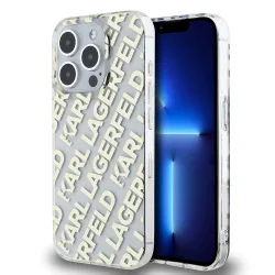 Custodia per Apple iPhone 15 Pro, Karl Lagerfeld, IML Luxury Monogram KL Pattern with Strap, Nera