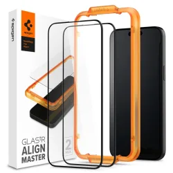 Pellicola Protettiva Schermo Spigen GlastR Align Master per Apple iPhone 15 Pro, Vetro Temperato, Full Glue, Set 2 pezzi, Nera AGL06895