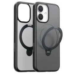 Custodia MagSafe per Apple iPhone 17, Torras, Ostand Spin, Nera