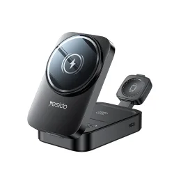 Caricabatterie Wireless Yesido DS27 3in1, 15W, 1.67A, Nero