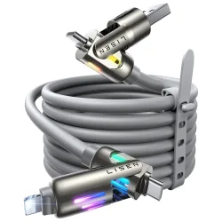 Cavo Dati e Ricarica USB-A / USB-C - Lightning / USB-C Lisen 4in1, 240W, 2m, Grigio YL0124110002