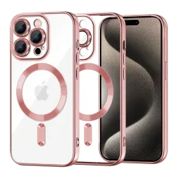 Custodia MagSafe per Apple iPhone 15 Pro Max, Techsuit, Luxury Crystal, Rosa