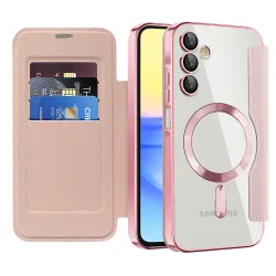 Custodia MagSafe per Samsung Galaxy A15 5G A156 / A15 A155, Techsuit, SmartMag Book, Rosa