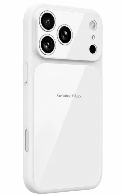 Custodia MagSafe per Apple iPhone 16 Pro Max, OEM, Vetro Autentico, Bianca