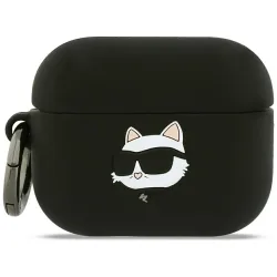 Custodia Karl Lagerfeld Silicone Choupette's Head 3D per Apple AirPods Pro 3, Nera