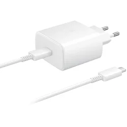 Caricabatterie da rete con cavo USB-C Samsung EP-TA845 + EP-DA705BWE, 45W, 4.05A, 1 x USB-C, Bianco GP-TOU021RFBWW